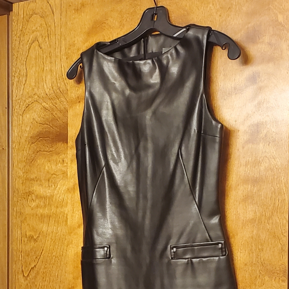 Versace Black Faux Leather Mini Dress